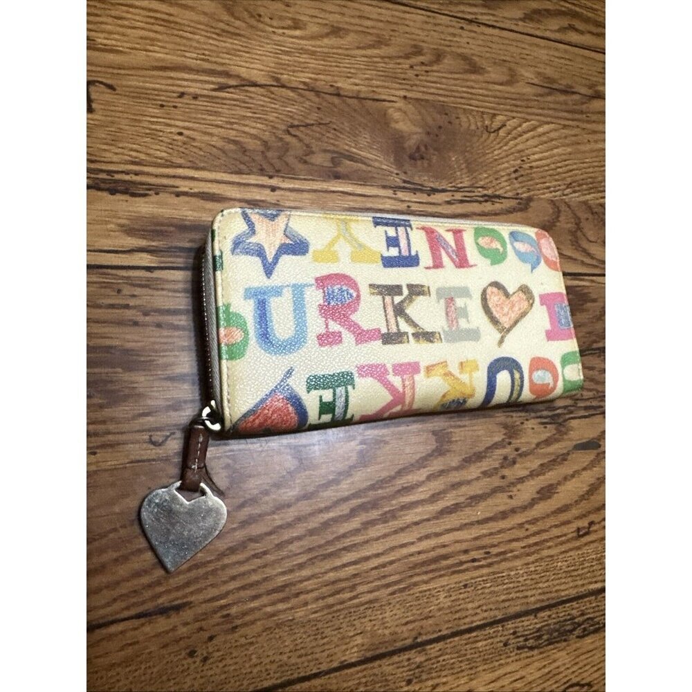 DOONEY & BOURKE RETRO DOODLE LARGE CREDIT CARD ZIP AROUND CLUTCH-BEAUTIFUL!! - Picture 4 of 7